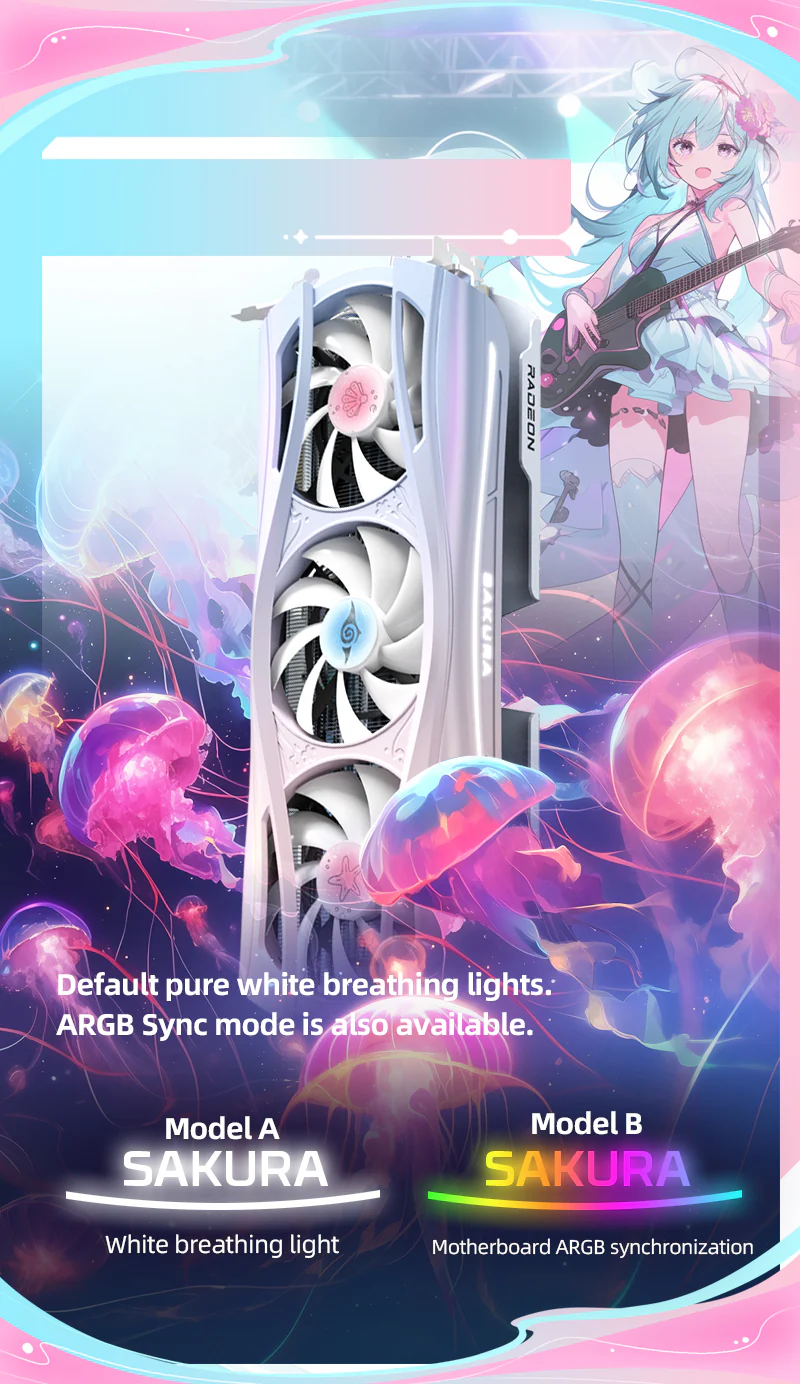 (Open Box Only US)Yeston Sakura Atlantis Radeon RX 9070 XT 16G GDDR6 256bit 4nm video cards Desktop Computer PC Graphics Card - Image 8
