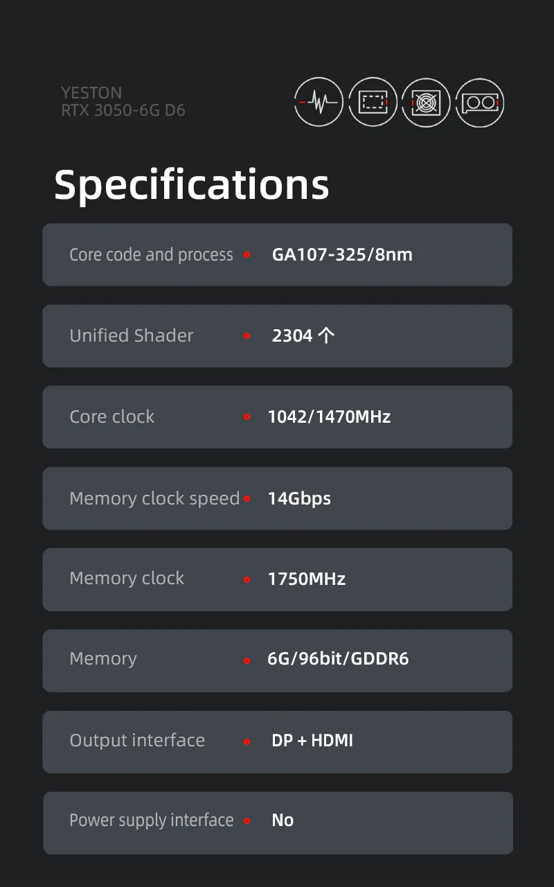 (Promotion) Yeston RTX 3050 6GB GDDR6 (Equipped with a half height baffle)Graphics cards Nvidia pci express 4.0 x8 video cards Desktop computer PC video gaming graphics card - Image 5
