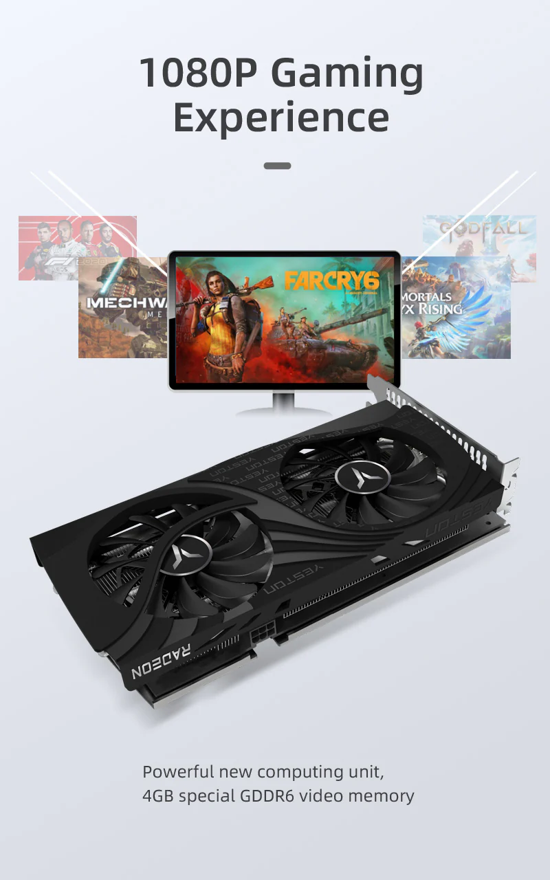 Yeston GAEA Radeon RX 6500 XT 4GB D6 GDDR6 6nm video cards Desktop computer PC Video Graphics Card - Image 10