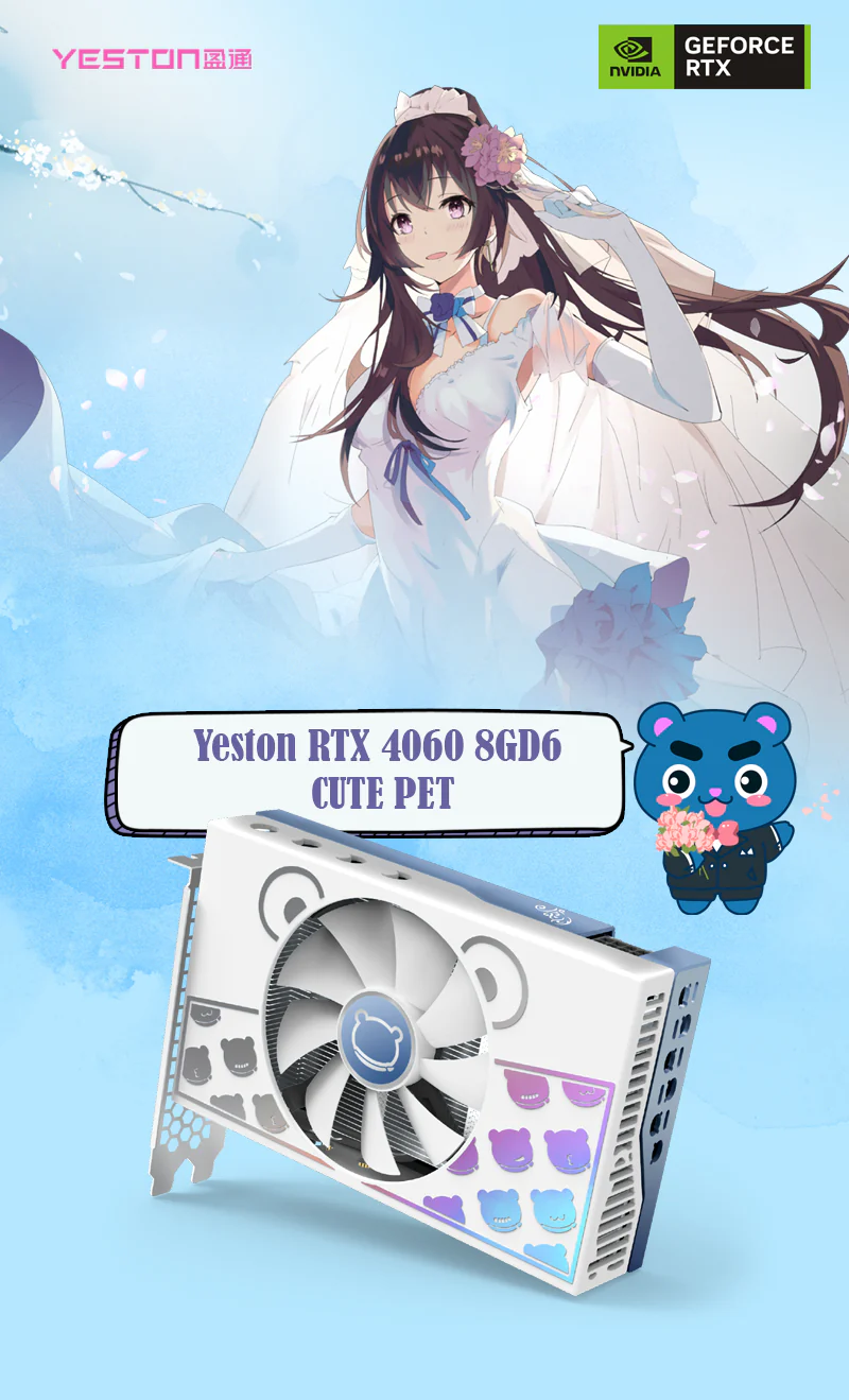 Yeston Cute Pet Nvidia GeForce RTX 4060 Graphics Card GDDR6 8G 128bit GDDR6 Gaming GPU - Image 4