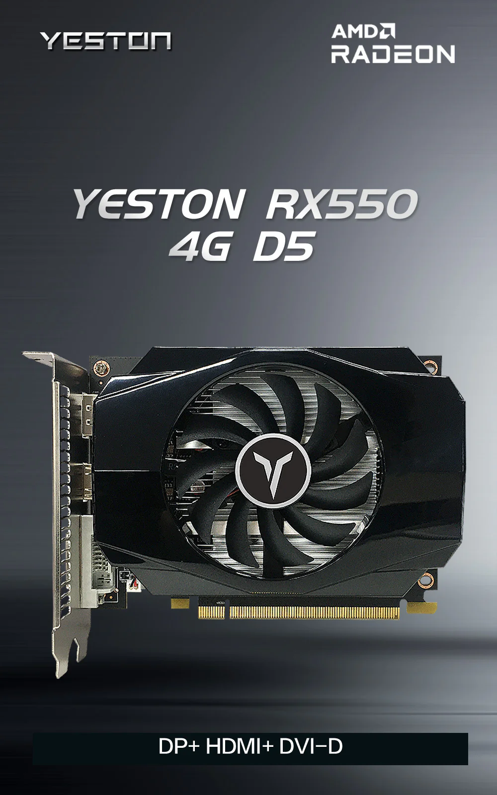 Yeston Radeon RX 550 4GB GDDR5 1183MHz 512processors PCIExpress 3.0 DirectX12 video cards Double slot DP+HDMI compatible +DVI-D graphics card of Desktop - Image 4